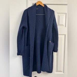 J Crew Sweater Cardigan Duster Wool Blend XS NAVY